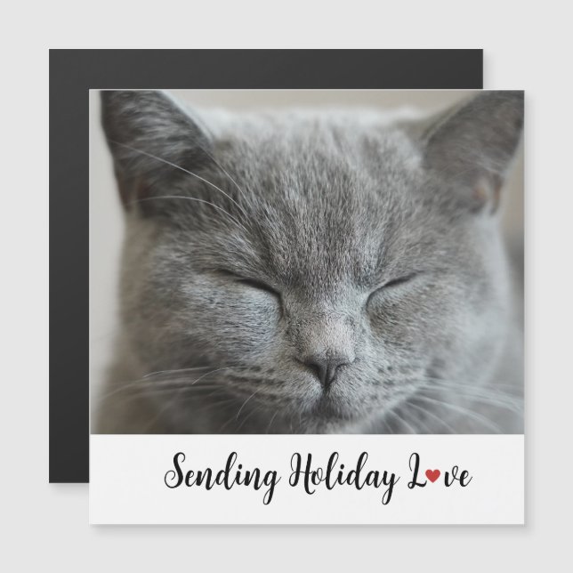 Carte Magnétique Chat mignon Envoi de vacances Amour (Devant / Derrière)