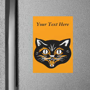 Carte Magnétique Chat noir visage aux crocs Halloween Classique Vin