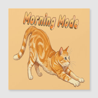 Carte Magnétique Chat Tigré Orange en Mode Matin s'étirant Chat Drô