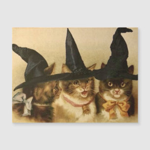 Carte Magnétique Chats noirs d'Halloween vintage