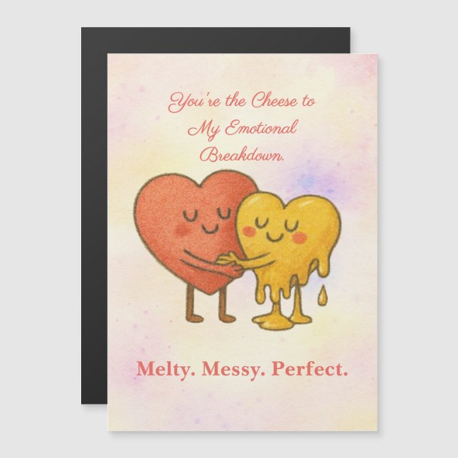 Carte Magnétique Cheesy Love & Laughs - Funny Magnetic Card (Devant / Derrière)