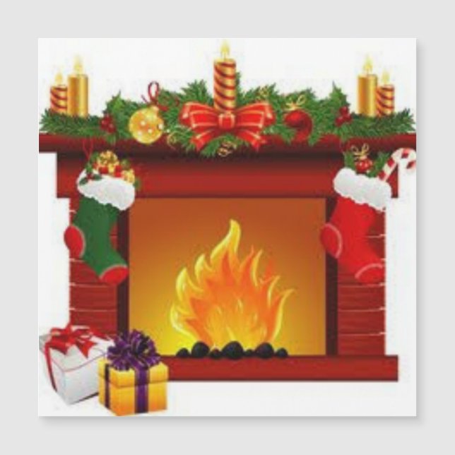 Carte Magnétique Cheminée de Noël (Devant)