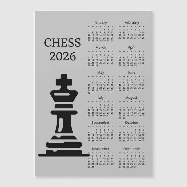 Carte Magnétique Chess Piece King 2026 Calendar Magnetic Card (Devant)