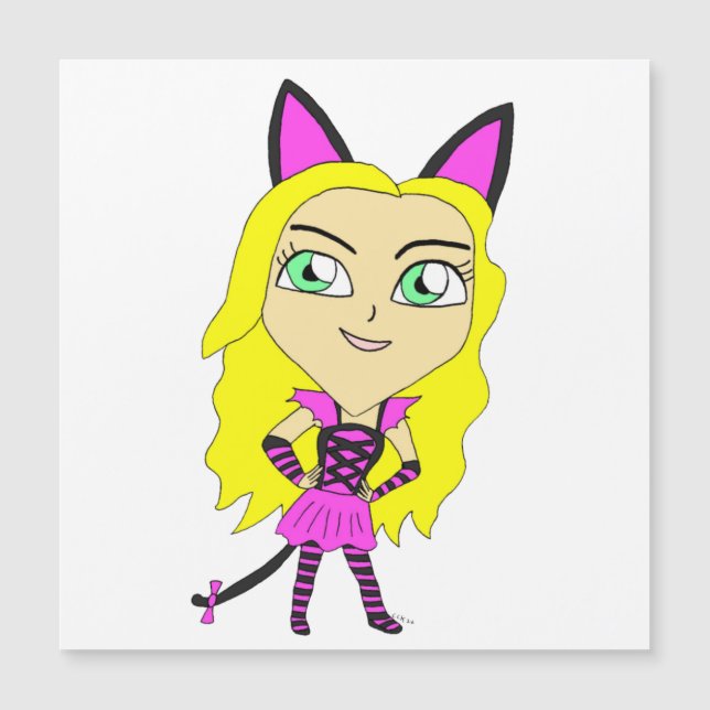 Carte Magnétique chibi catgirl (Devant)
