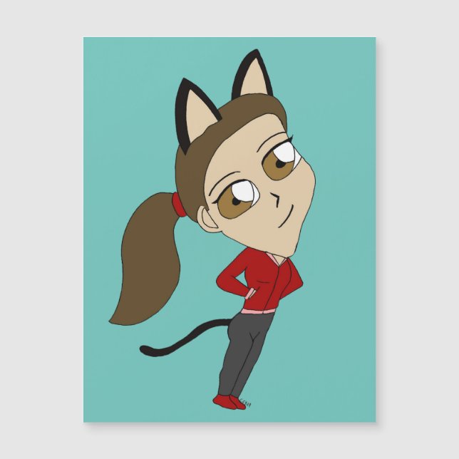 Carte Magnétique chibi catgirl (Devant)