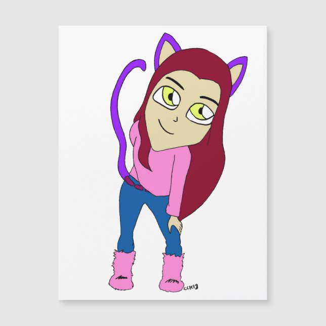 Carte Magnétique chibi catgirl (Devant)