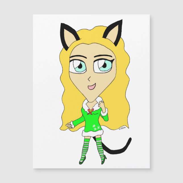 Carte Magnétique Chibi de Noël (Devant)