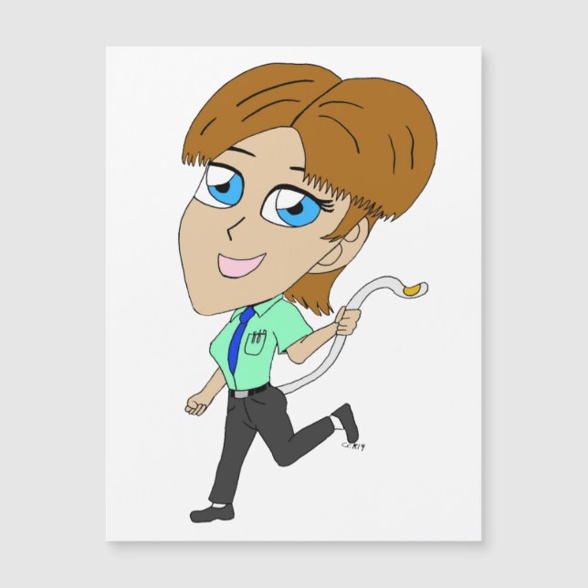 Carte Magnétique chibi fille avec aimant de queue (Devant)