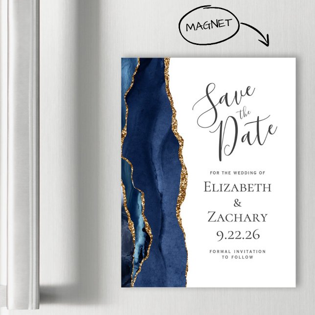 Carte Magnétique Chic Agate Marine Bleu Or Magnétique Enregistrer l (Créateur téléchargé)
