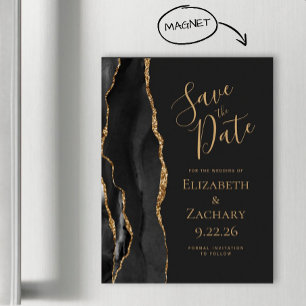 Carte Magnétique Chic Agate Noir Or Sombre Magnétique Enregistrez l