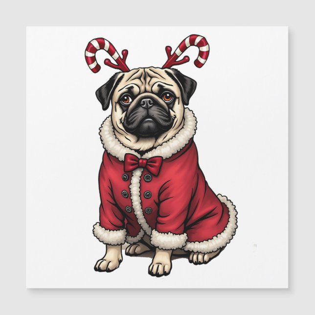 Carte Magnétique Chien de Pub Vêtu d'un Costume de Père Noël Pour A (Devant)