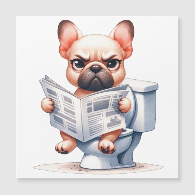 Carte Magnétique Chien drôle sur les toilettes (Devant)