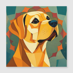 Carte Magnétique Chien Labrador Retriever Jaune Art Géométrique