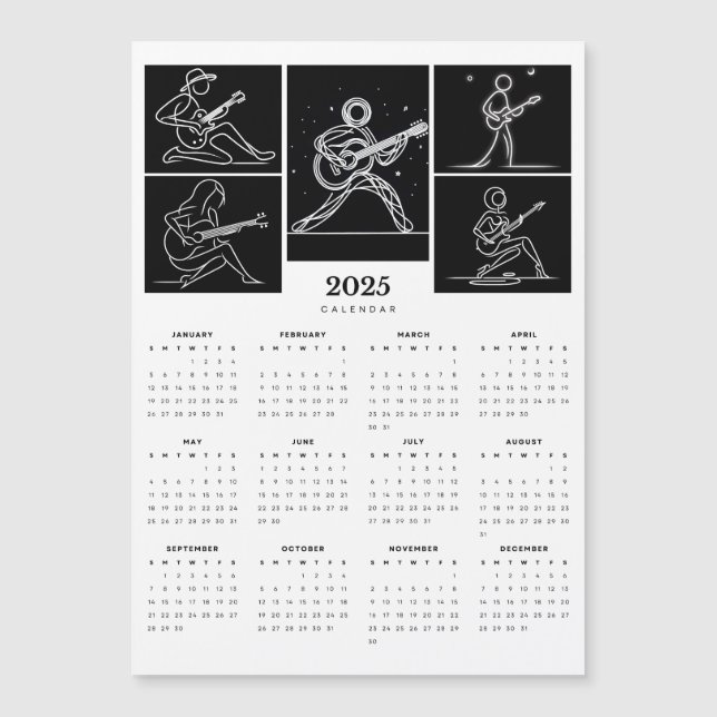 Carte Magnétique Chiffre minimal Guitare magnétique 2025 (Devant)