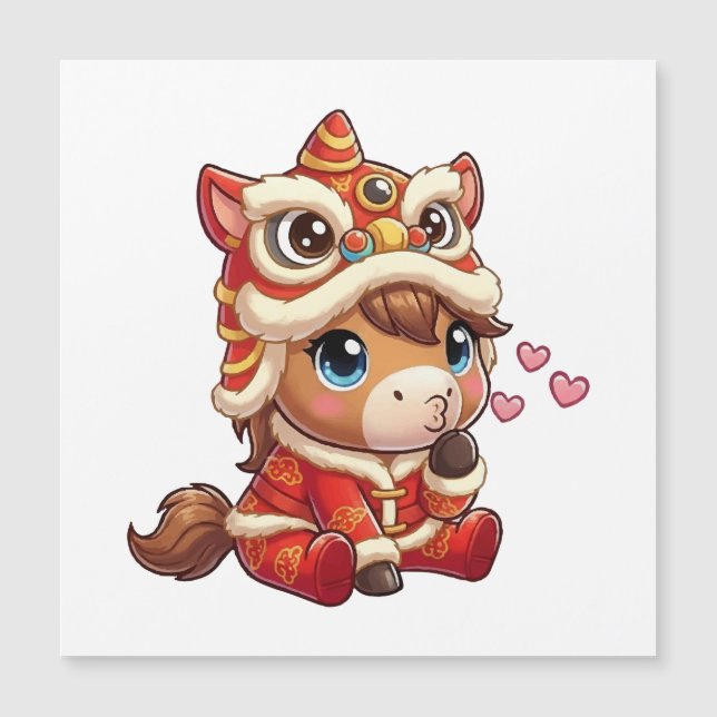 Carte Magnétique Chinese New Year Horse 2026 Zodiac (Devant)