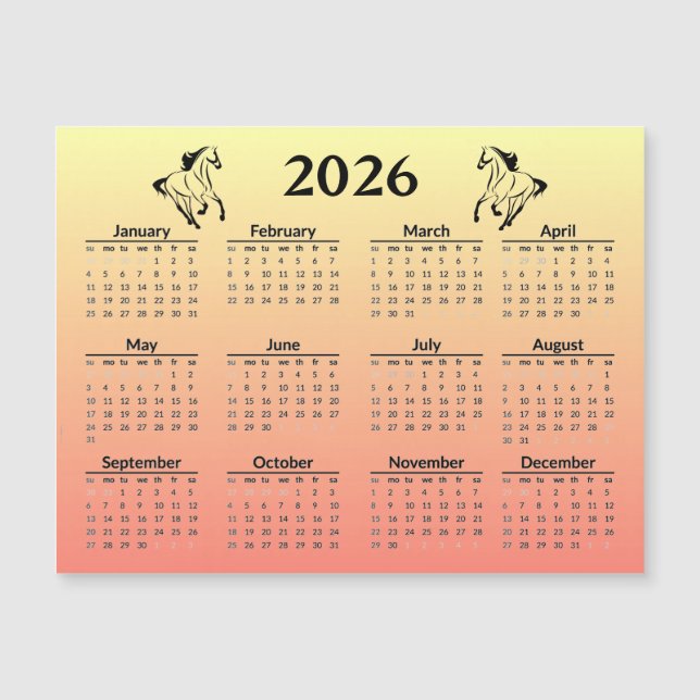 Carte Magnétique Chinese New Year of Horse 2026 Calendar  (Devant)
