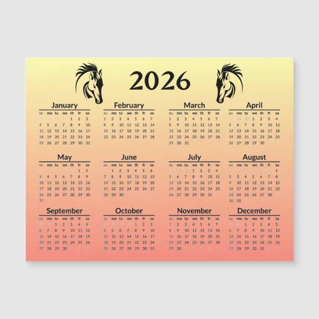 Carte Magnétique Chinese New Year of Horse 2026 Calendar  (Devant)