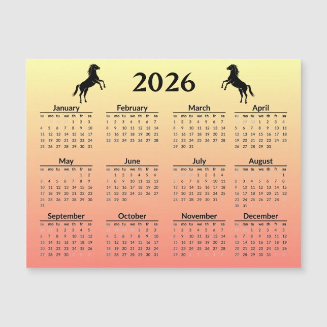 Carte Magnétique Chinese New Year of Horse 2026 Calendar  (Devant)