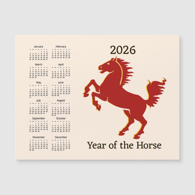 Carte Magnétique Chinese Year of the Horse Calendar Magnetic Card (Devant)
