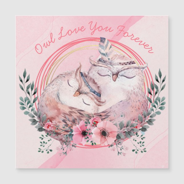Carte Magnétique Chouettes mignonnes (Devant)