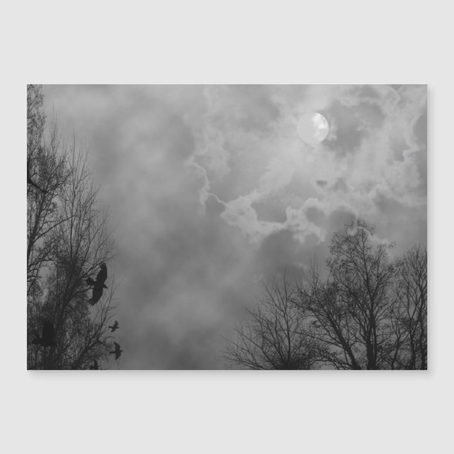 Carte Magnétique Ciel d'Halloween hanté avec Ravens (Devant)
