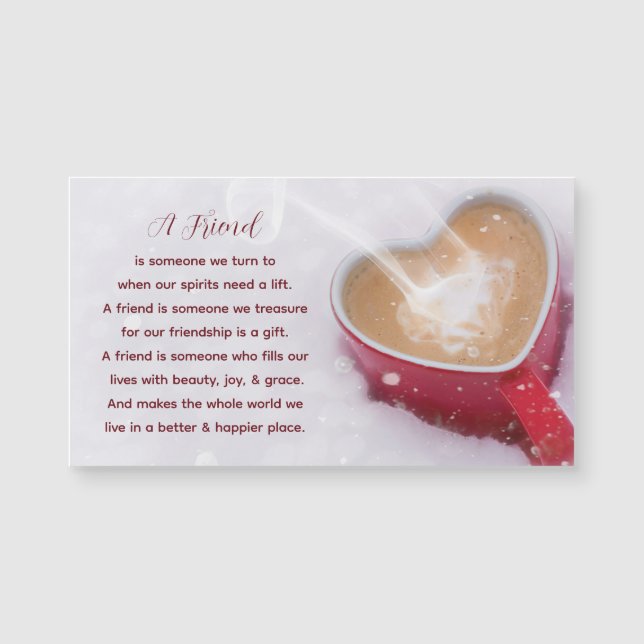 Carte Magnétique Citation d'amitié Mug de coeur rouge dans l'aimant (Devant)