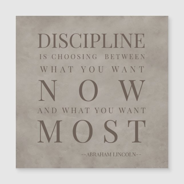 Carte Magnétique Citation motivationnelle de discipline Brown (Devant)