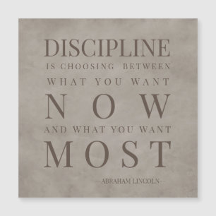Carte Magnétique Citation motivationnelle de discipline marron