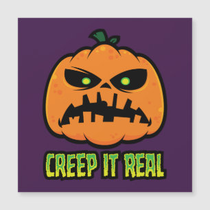 Carte Magnétique Citrouille d'Halloween grincheuse Creeper la vraie