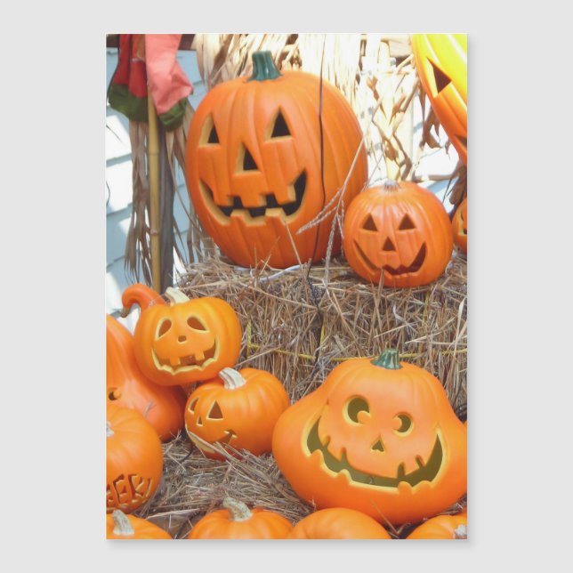 Carte Magnétique Citrouille halloween Jack-o'-lantern orange citrou (Devant)