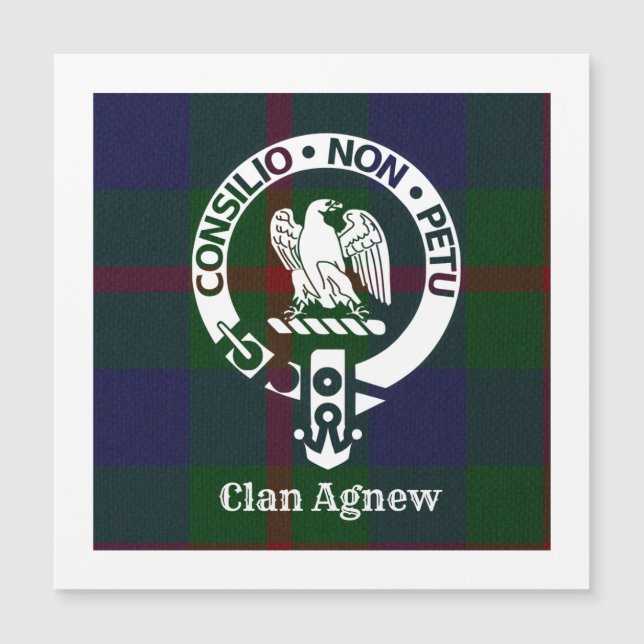 Carte Magnétique Clan Agnew Crest Badge et Tartan (Devant)
