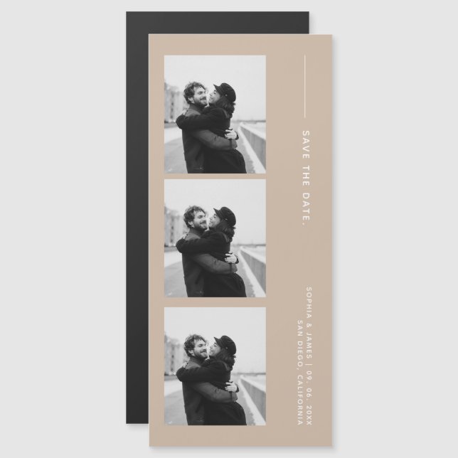 Carte Magnétique Classic Photo Strip Wedding  Magnetic Save The Dat (Devant / Derrière)