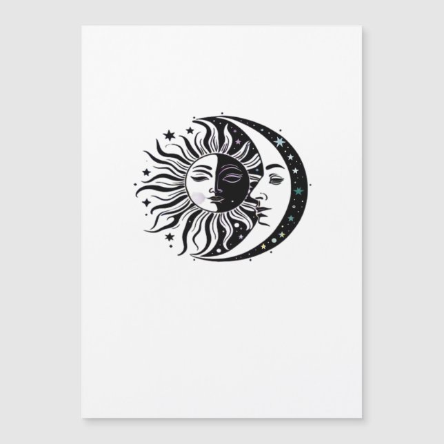 Carte Magnétique Classique Whimsigoth Aquarelle Soleil Lune Sorcièr (Devant)