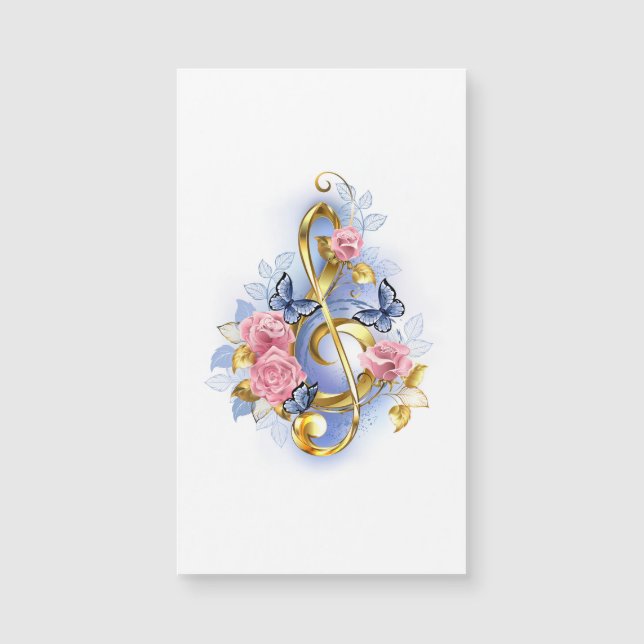 Carte Magnétique Clé de fer avec roses roses roses (Devant)