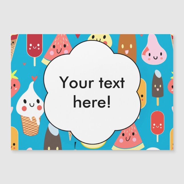 Carte Magnétique Clipart de caractères alimentaires mignons (Devant)