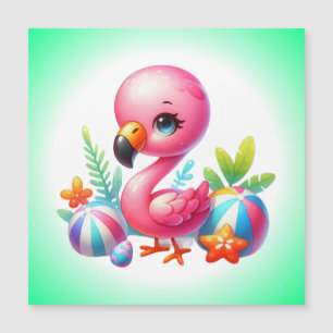 Carte Magnétique Clipart de dessin Flamant rose aquarelle
