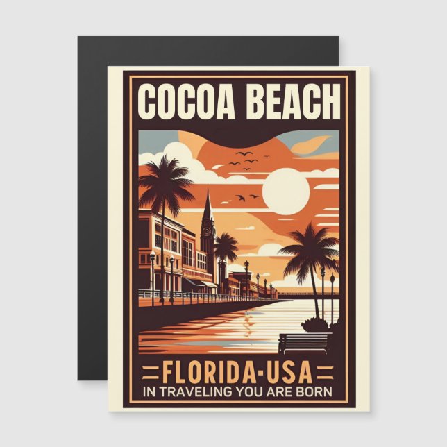 Carte Magnétique Cocoa Beach City Floride ligne de côte cadeaux (Devant / Derrière)