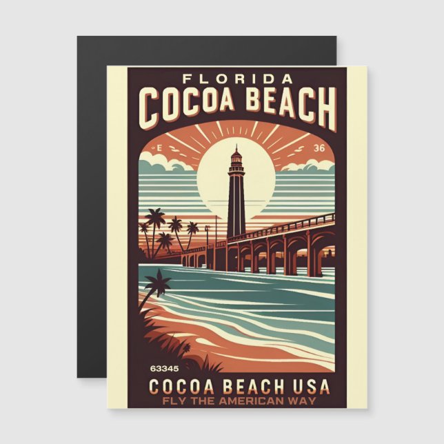 Carte Magnétique Cocoa Beach City Floride ligne de côte cadeaux (Devant / Derrière)
