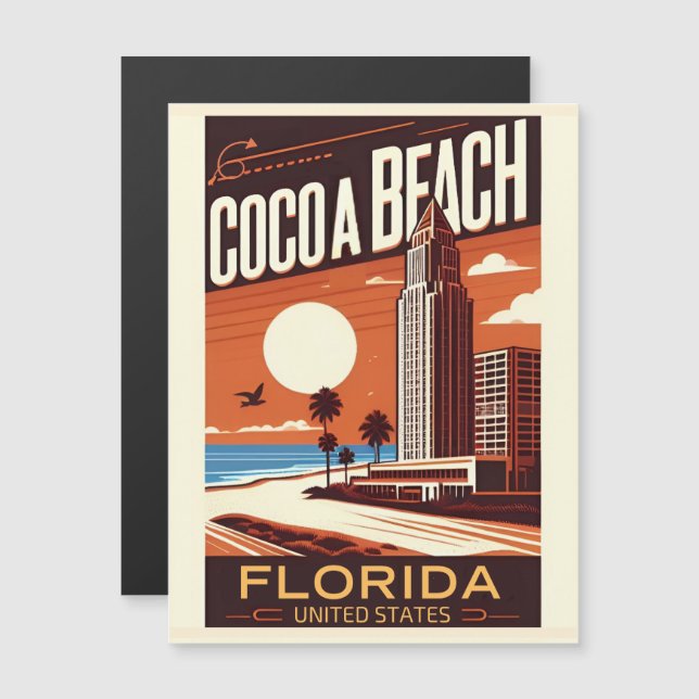 Carte Magnétique Cocoa Beach City Floride ligne de côte cadeaux (Devant / Derrière)