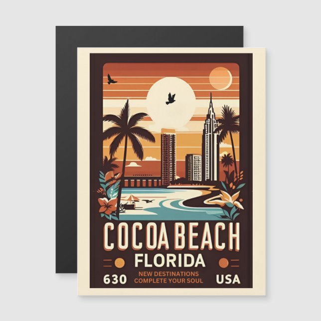 Carte Magnétique Cocoa Beach City Floride ligne de côte cadeaux (Devant / Derrière)