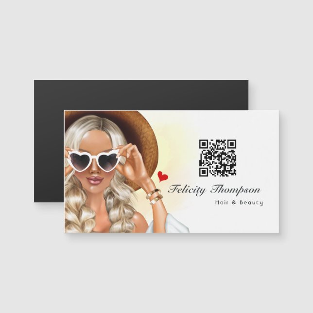 Carte Magnétique Code QR de coiffeur (Devant / Derrière)