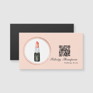 Carte Magnétique Code QR de l'artiste de maquillage rose or et rose