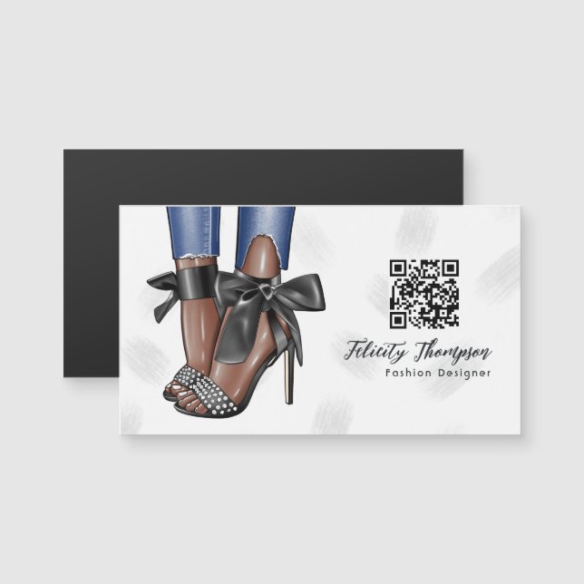 Carte Magnétique Code QR de mode Glam Chic (Devant / Derrière)