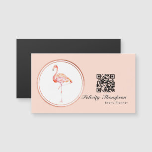 Carte Magnétique Code QR de planificateur d'événement Rose Gold et