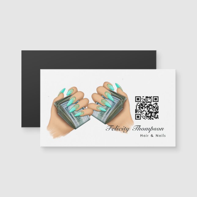 Carte Magnétique Code QR des cheveux et des ongles (Devant / Derrière)