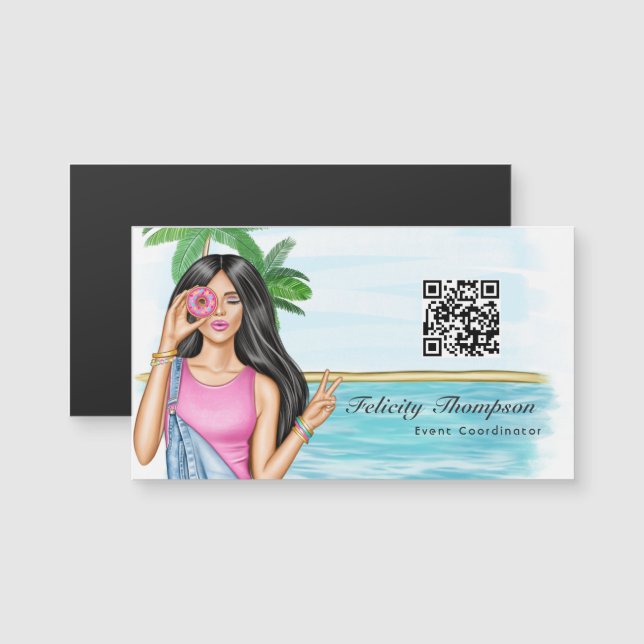 Carte Magnétique Code QR du coordinateur d'événements (Devant / Derrière)