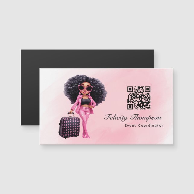 Carte Magnétique Code QR du coordinateur d'événements (Devant / Derrière)