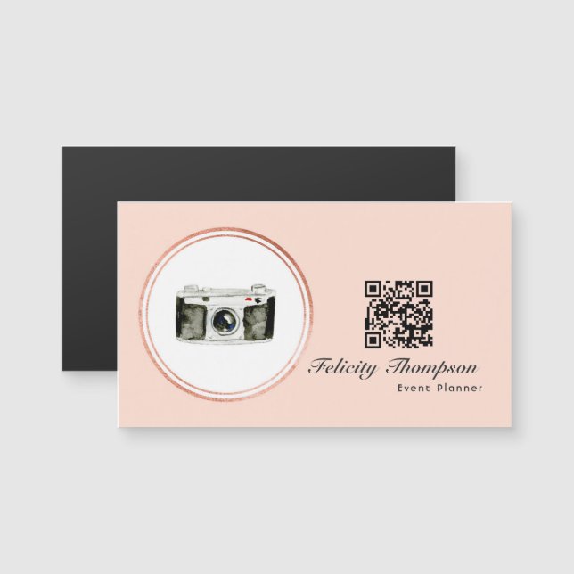 Carte Magnétique Code QR du planificateur d'événements Gold et Blus (Devant / Derrière)