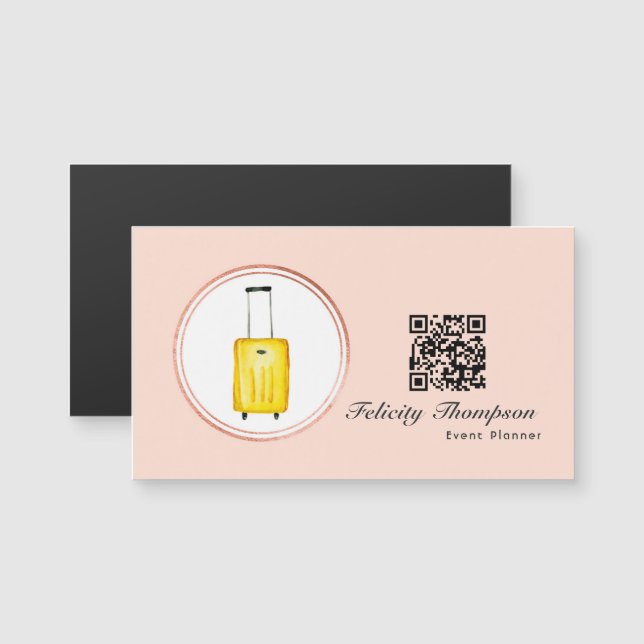 Carte Magnétique Code QR du planificateur d'événements Gold et Blus (Devant / Derrière)