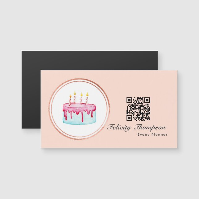 Carte Magnétique Code QR du planificateur d'événements Gold et Blus (Devant / Derrière)